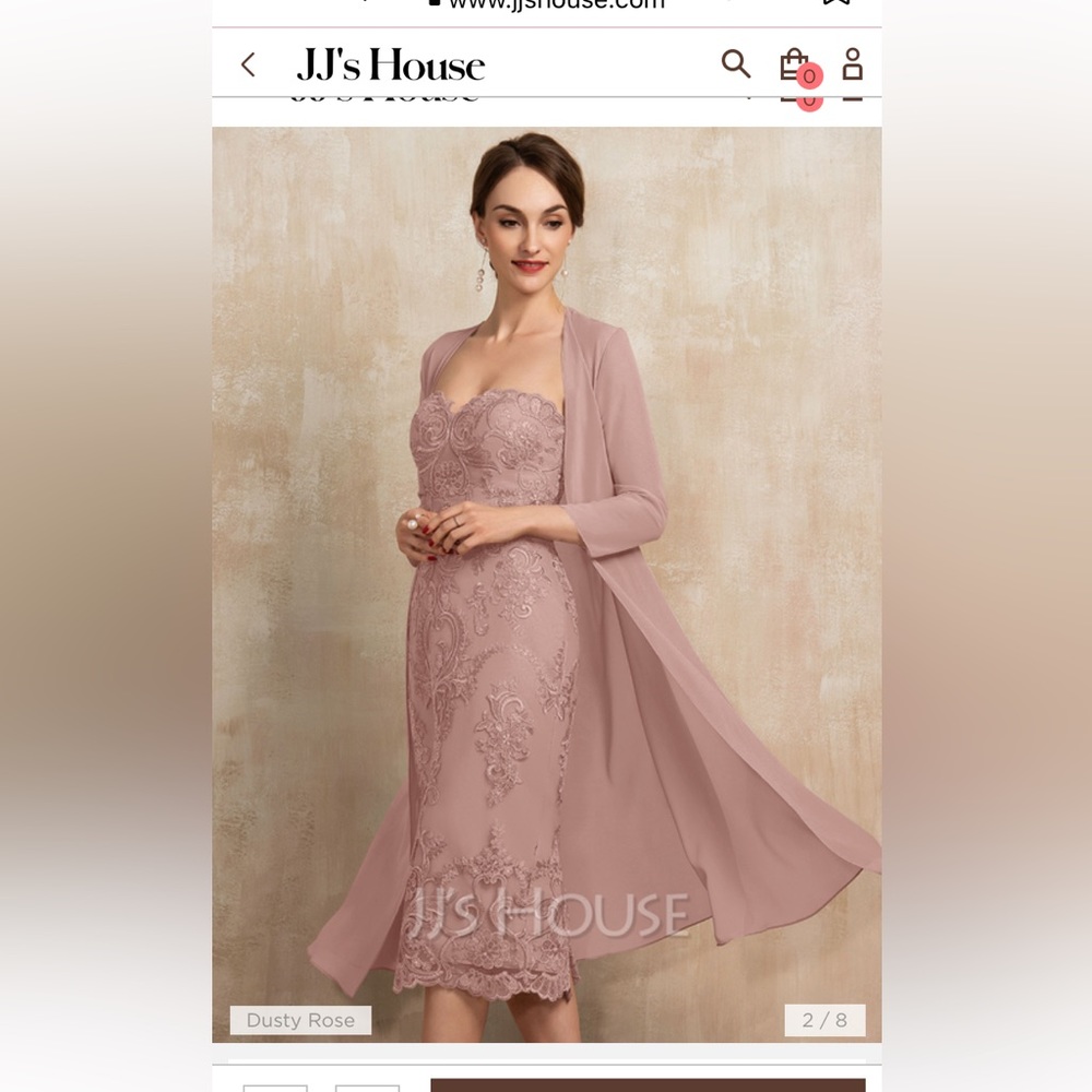 Size 8 JJ’s House worn once dusty rose midi dress in great condition